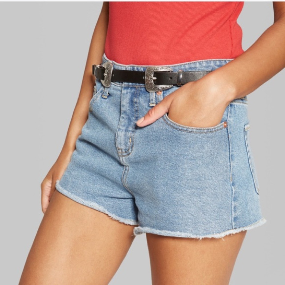 Wild Fable High Rise Shorts, Wild Fable Raw Hem Medium Wash High Rise Shorts